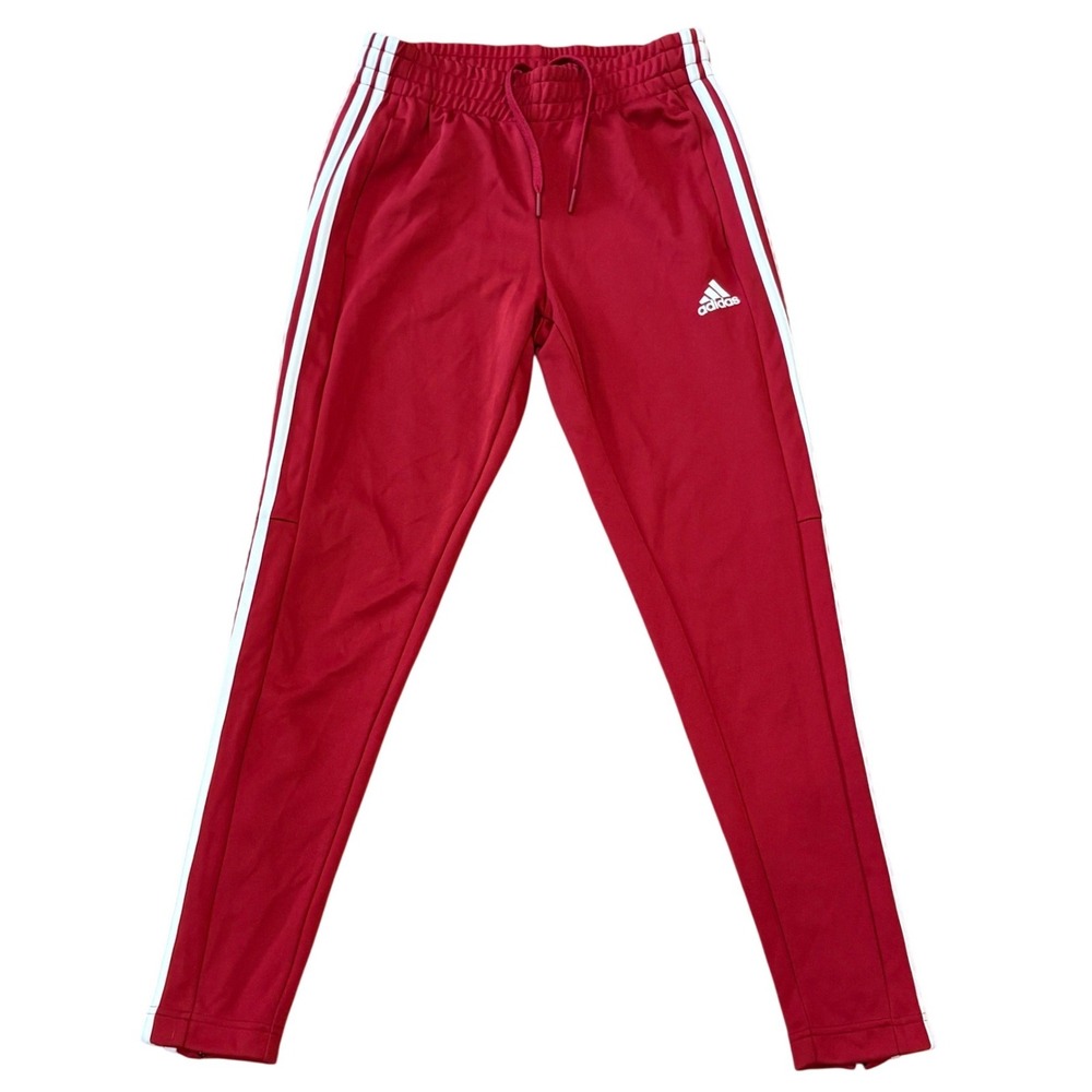 Adidas Track Pants Women XS Red Tiro 3-Stripe Athletic Joggers Zipper Cuffs